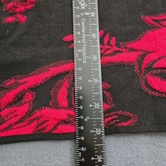 Chico's Women 1 US M Baroque Print Zip Back Mock Neck Black Red Floral Sweater - Picture 3 of 9